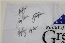 Nicklaus, Annika, Trevino & Thirteen (13) others Signed 2023 Greats of Golf Embroidered Flag JSA ALOA