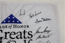 Nicklaus, Annika, Trevino & Thirteen (13) others Signed 2023 Greats of Golf Embroidered Flag JSA ALOA