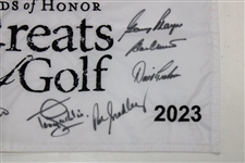 Nicklaus, Annika, Trevino & Thirteen (13) others Signed 2023 Greats of Golf Embroidered Flag JSA ALOA