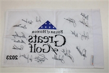 Nicklaus, Annika, Trevino & Thirteen (13) others Signed 2023 Greats of Golf Embroidered Flag JSA ALOA