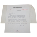 Bobby Locke's 1972 Personal Scrapbook Page w/ Letter from Mrs. George May on Reverse