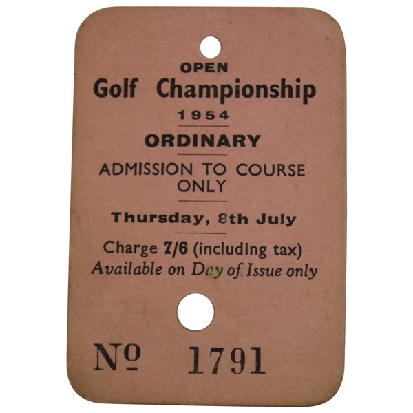 1954 The Open Championship at Royal Birkdale Thursday Ticket #1791