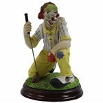 Golf Clown Davar Porcelain Figure on Wooden Base