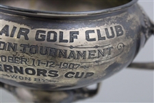 Jerome Travers' Sterling Silver 1907 Governors Cup at Montclair GC Trophy with Travers Family COA