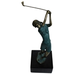 1991 Tom Bennett Limited Edition Bronze Woman Golfer Sculpture #66/500