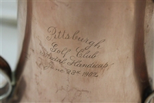 1902 Pittsburgh Golf Club Silver Mixed Metals 3 Handled Handicap Trophy Given by Thos Rodd - June 25th