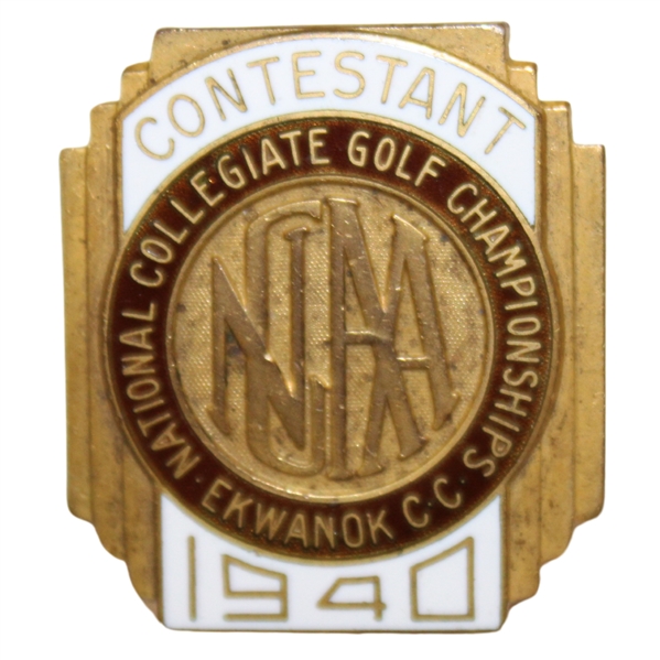 1940 NCAA Golf Championship at Ekwanok CC Contestant Badge