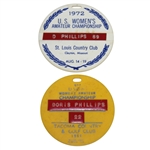 1961 & 1972 US Womens Amateur Championship Bag tags - Doris Phillips