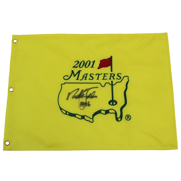 Nick Faldo Signed 2001 Masters Embroidered Flag with '1996' JSA ALOA