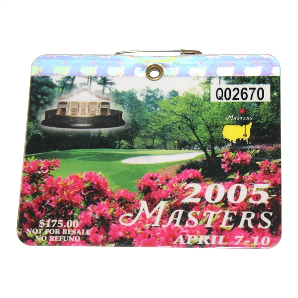 2005 Masters Tournament Series Badge #Q02670 - Tiger Woods Win