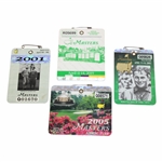2001, 2002, 2005 & 2019 Masters Tournament SERIES Badges - Tiger Woods Victories