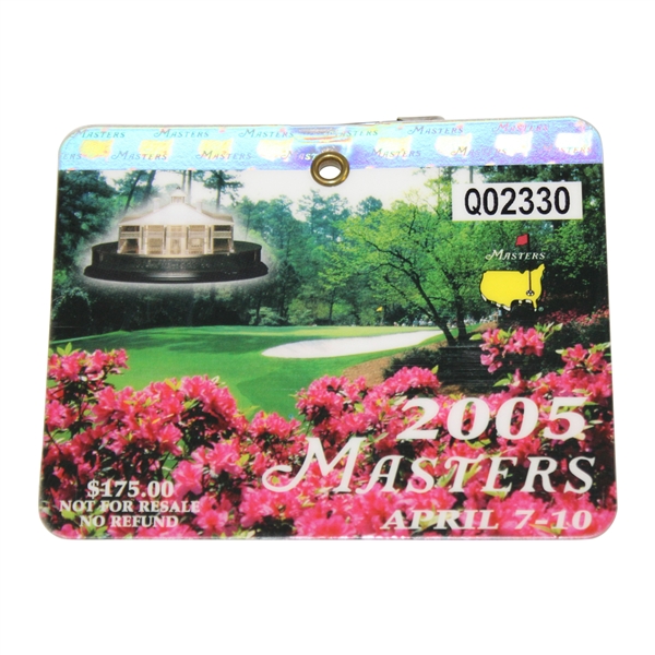 2005 Masters Tournament Series Badge #Q02330 - Tiger Woods Win