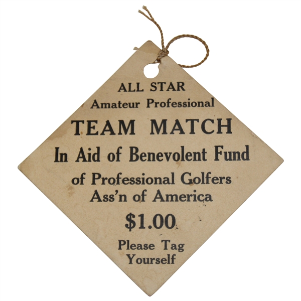 c.Early 1930s All Star Amateur Professional Team Match PGA of America Ticket