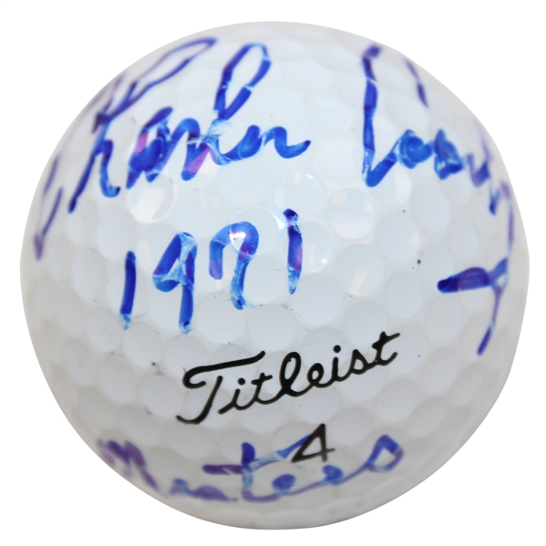 Charles Coody Signed Titleist Logo Golf Ball with 1971 Masters JSA ALOA