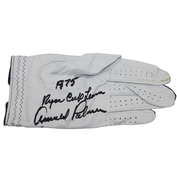 Arnold Palmer Signed LH White FootJoy Golf Glove w/1975 Ryder Cup Team JSA ALOA