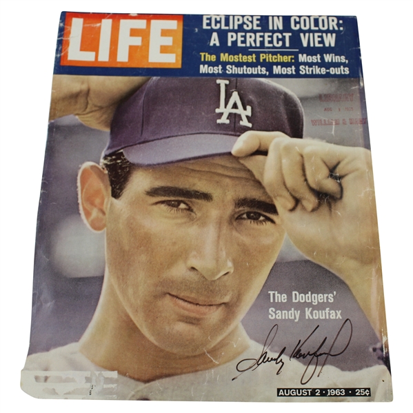 MLB Hall of Famer Sandy Koufax Signed 1963 Life Magazine Cover JSA ALOA