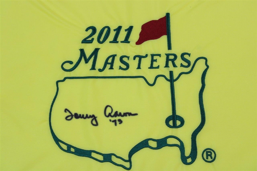 Tommy Aaron Signed 2011 Masters Embroidered Flag with '73' JSA ALOA