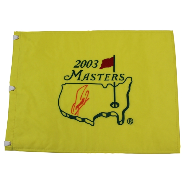 Fuzzy Zoeller Signed 2003 Masters Embroidered Flag JSA ALOA