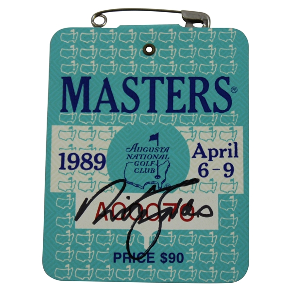 Nick Faldo Signed 1989 Masters SERIES Badge #A00070 JSA ALOA