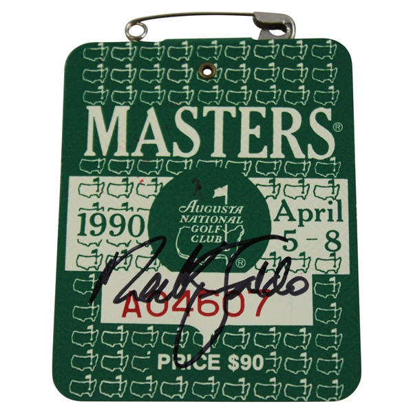 Nick Faldo Signed 1990 Masters SERIES Badge #A04607 JSA ALOA