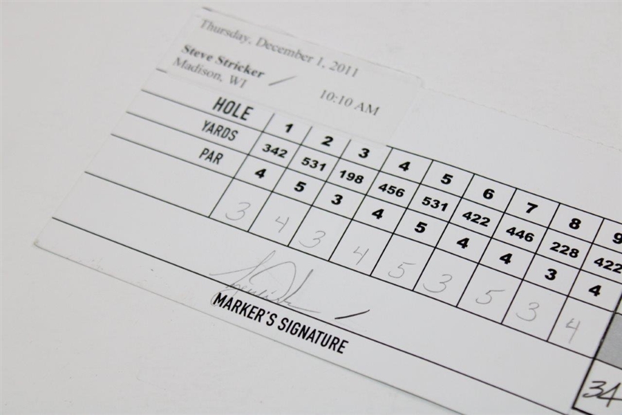 Champion Tiger Woods Signed Tournament Used Scorecard From The 2011 World Challenge JSA ALOA