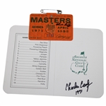 Charles Coody Signed 1971 Masters Badge & ANGC Scorecard JSA ALOA