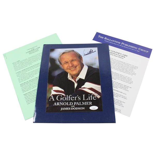 Arnold Palmer Signed A Golfers Life Book Promotional Kit w/ JSA COA