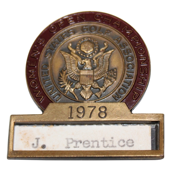 1978 Women’s U.S. Open Championship Contestant Badge - J. Prentice - C.C. of Indianapolis 