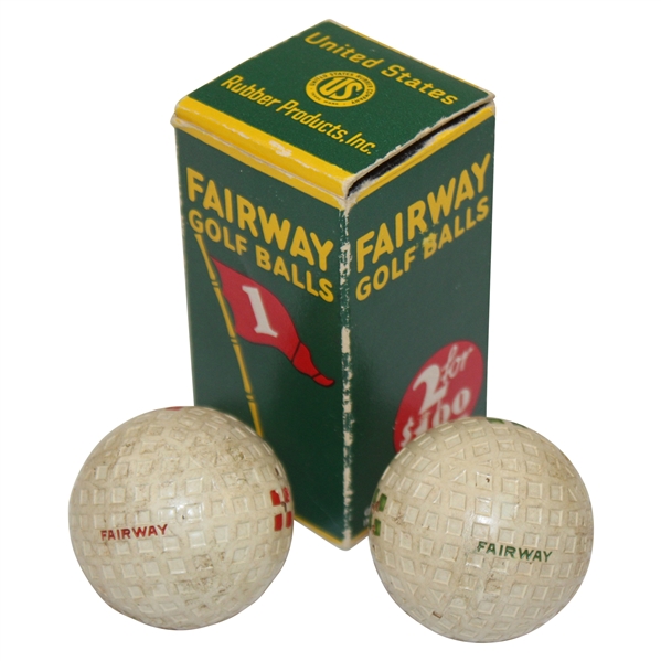 Two (2) Fairway Mesh Golf Balls W/ Box - Circa 1920’s-30’s