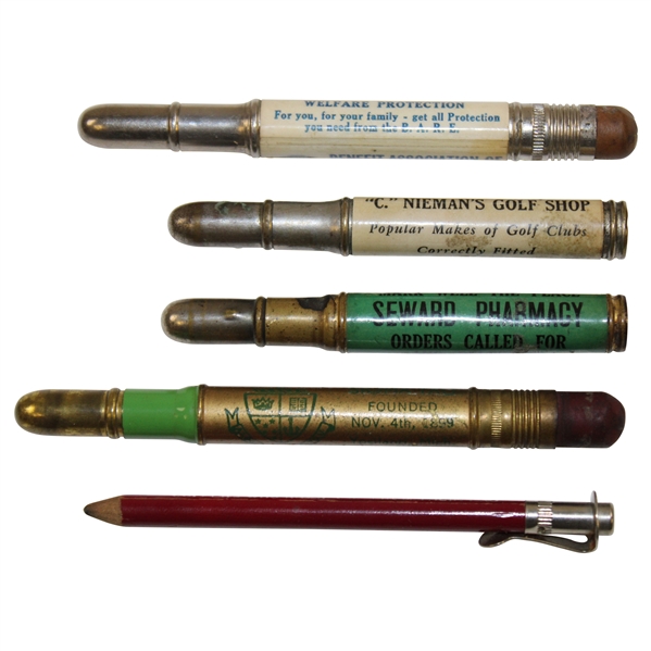 Five (5) 1930s & 1940s Golf Pencils