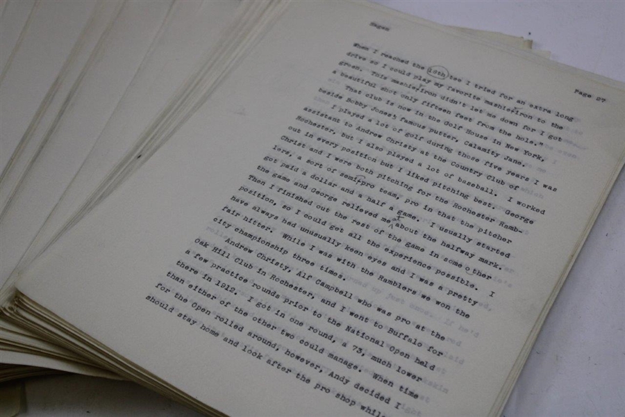 Final Manuscript of 'The Walter Hagen Story' w/Art & Correspondence - One of a Kind