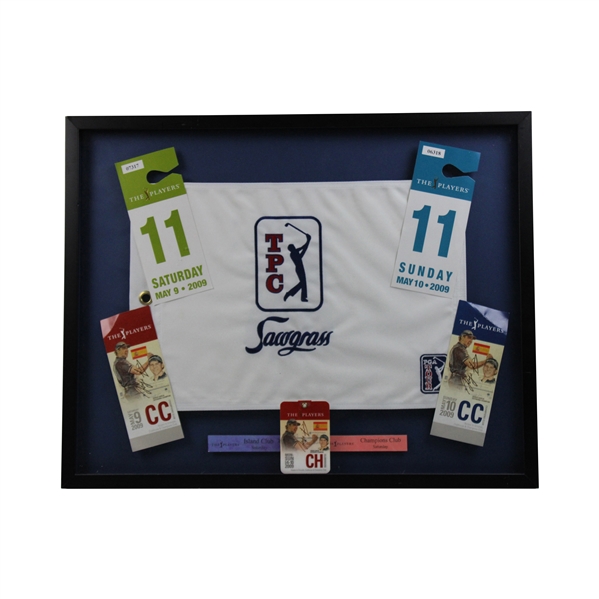 2009 The Players At TPC Sawgrass Framed Flag & Ticket Display