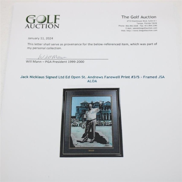 Jack Nicklaus Signed Ltd Ed Open St. Andrews Farewell Print #3/5 - Framed JSA ALOA