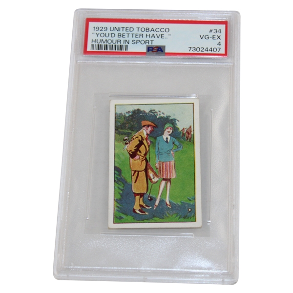 1929 United Tobacco "Youd Better Have… Humour In Sport" Card #34 PSA Grade 4 #73024407