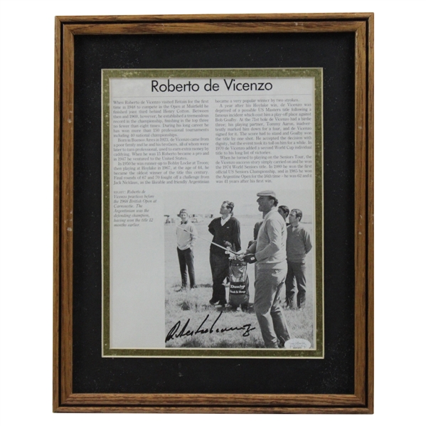 Roberto De Vincenzo Signed Approach Shot Magazine Page - Framed JSA #VV01821