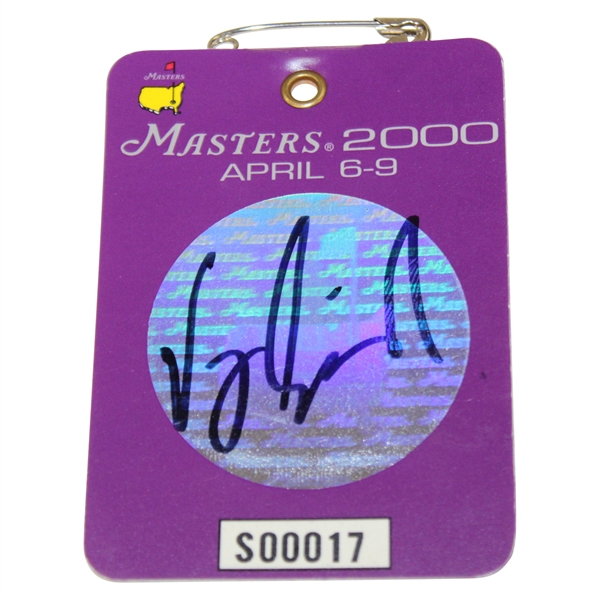 Vijay Singh Signed 2000 Masters Tournament Series Badge #S00017 JSA ALOA