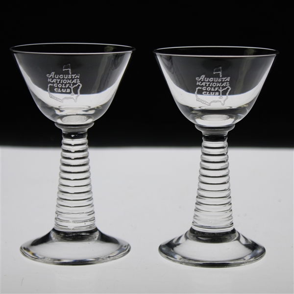 Pair of Classic Augusta National Golf Club Cordial Glasses w/Ribbed Stems