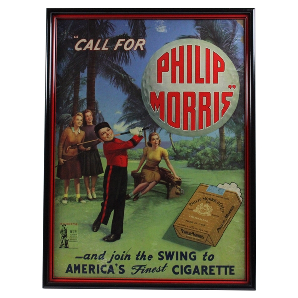 Circa 1940's Large Oversize Call For Phillip Morris Advertisement - Framed