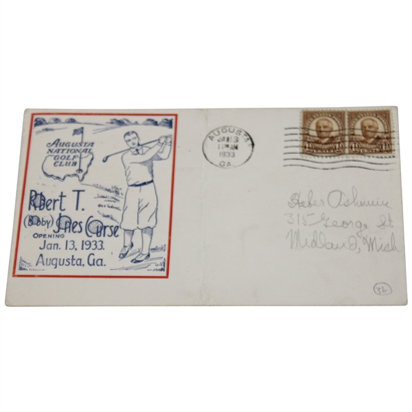 1933 Bobby Jones Augusta National Opening Day Commemorative Envelope