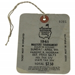 1961 Masters Tournament Sunday Ticket #8281
