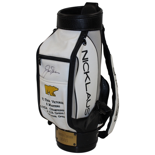 Jack Nicklaus Signed LTD ED Career Wins Commemorative Mini Golf Bag #110/115 JSA ALOA