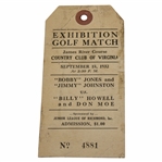 1932 Bobby Jones/Jimmy Johnston vs Billy Howell/Don Moe Exhibition Match Ticket