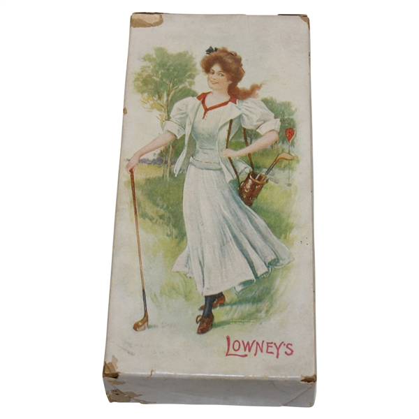 Vintage Lowneys Candy Box With Golf Girl, Circa 1905