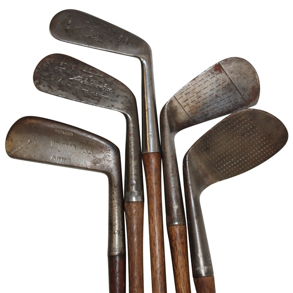 Lot of Five (5) Wooden Shaft Irons 