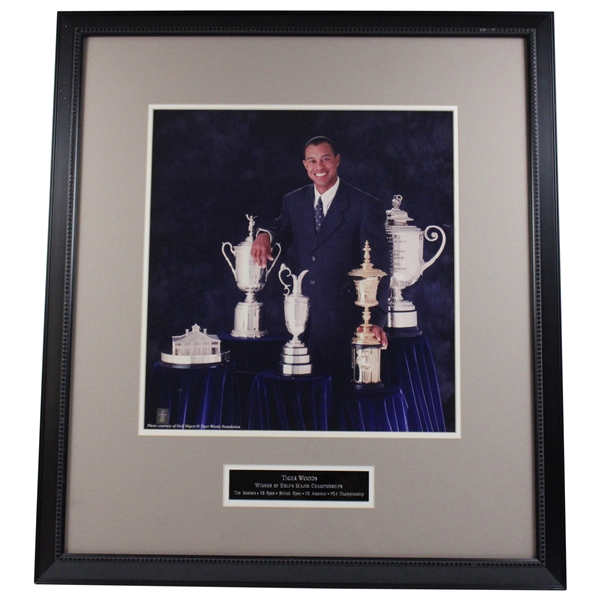 Tiger Woods Grand Slam Trophy Photo Display Framed