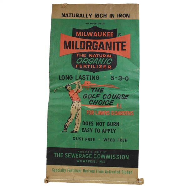 Mid-Century Milwaukee Fertilizer Unused Packaging w/Golf Theme Color Graphics - “The Golf Course Choice”
