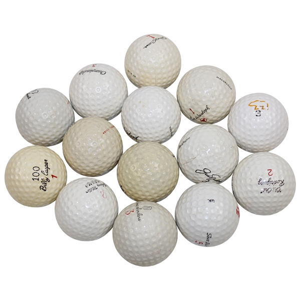 Fifteen (15) Logo Signature Golf Balls - Nicklaus, Palmer, Ballesteros, & Others