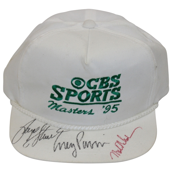 Payne Stewart, Pavin & Other Signed 1995 Masters CBS Sports Rope Hat JSA ALOA