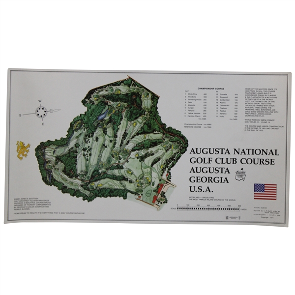 1974 Augusta National James P. Izatt Course Layout Map