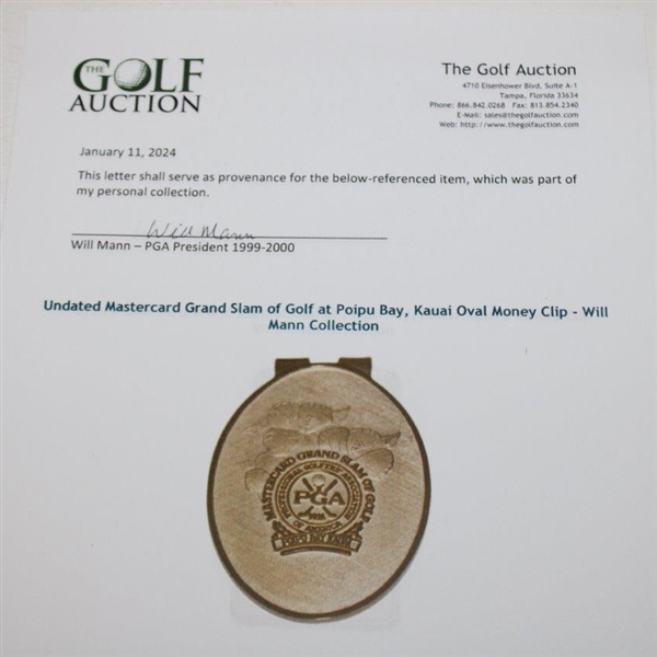 Undated Mastercard Grand Slam of Golf at Poipu Bay, Kauai Oval Money Clip - Will Mann Collection